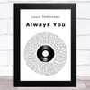 Louis Tomlinson Always You Vinyl Record Song Lyric Art Print