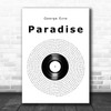 George Ezra Paradise Vinyl Record Song Lyric Art Print