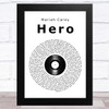 Mariah Carey Hero Vinyl Record Song Lyric Art Print