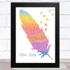 Journey Open Arms Watercolour Feather & Birds Song Lyric Art Print