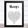 Robbie Williams Things White Heart Song Lyric Art Music  Print