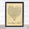 Beautiful Child Fleetwood Mac Vintage Heart Song Lyric Music Wall Art Print
