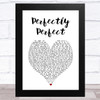 Simple Plan Perfectly Perfect White Heart Song Lyric Art Print