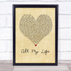 K-Ci & JoJo All My Life Vintage Heart Song Lyric Music Wall Art Print