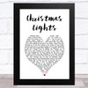 Coldplay Christmas Lights White Heart Song Lyric Art Print