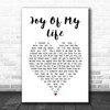 John Fogerty Joy Of My Life White Heart Song Lyric Art Print