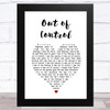 U2 Out of Control White Heart Song Lyric Art Print