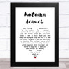 Nat King Cole Autumn Leaves White Heart Song Lyric Art Print
