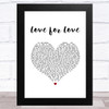 Robin S Love for Love White Heart Song Lyric Art Print