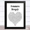 Pulp Common People White Heart Song Lyric Art Print
