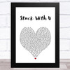 Ariana Grande & Justin Bieber Stuck With U White Heart Song Lyric Art Print