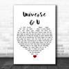 KT Tunstall Universe & U White Heart Song Lyric Art Print
