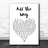 Billie Holiday All The Way White Heart Song Lyric Art Print