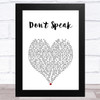 No Doubt Dont Speak White Heart Song Lyric Art Print