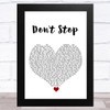 5 Seconds Of Summer Don't Stop White Heart Song Lyric Art Print