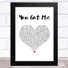 Colbie Caillat You Got Me White Heart Song Lyric Art Print