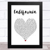 Lana Del Rey California White Heart Song Lyric Art Print