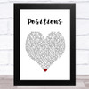 Ariana Grande positions White Heart Song Lyric Art Print