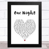 Elvis Presley One Night White Heart Song Lyric Art Print