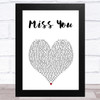 The Rolling Stones Miss You White Heart Song Lyric Art Print