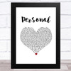 The Vamps Personal White Heart Song Lyric Art Print