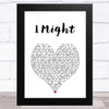 Tom Grennan I Might White Heart Song Lyric Art Print