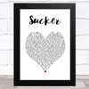 Jonas Brothers Sucker White Heart Song Lyric Art Print