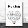 Roxy Music Avalon White Heart Song Lyric Art Print