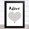 Adelitas Way Alive White Heart Song Lyric Art Print