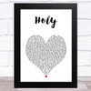 Justin Bieber Holy White Heart Song Lyric Art Print