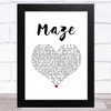 Juice WRLD Maze White Heart Song Lyric Art Print