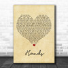 Jewel Hands Vintage Heart Song Lyric Music Wall Art Print