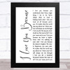 Jim Reeves I Love You Because White Script Song Lyric Art Print