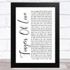 Crowded House Fingers Of Love White Script Song Lyric Art Print