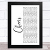 Gary Portnoy, Judy Hart-Angelo Cheers Theme White Script Song Lyric Art Print