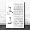 John Legend Never Break White Script Song Lyric Art Print