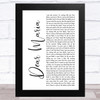 All Time Low Dear Maria White Script Song Lyric Art Print