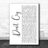 Guns N' Roses Don't Cry White Script Song Lyric Art Print