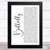 Mariah Carey Butterfly White Script Song Lyric Art Print