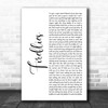 Dave Hause Fireflies White Script Song Lyric Art Print