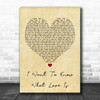 Foreigner I Want To Know What Love Is Vintage Heart Song Lyric Music Wall Art Print
