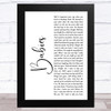 Pulp Babies White Script Song Lyric Art Print