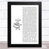 Matchbox Twenty 3AM White Script Song Lyric Art Print