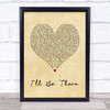 Jess Glynne I'll Be There Vintage Heart Song Lyric Music Wall Art Print