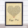 Ed Sheeran Kiss Me Vintage Heart Song Lyric Music Wall Art Print