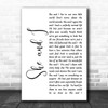 Alabama She and I White Script Decorative Wall Art Gift Song Lyric Print