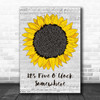 Alan Jackson It's Five O' Clock Somewhere Grey Script Sunflower Wall Art Gift Song Lyric Print