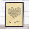 The Amity Affliction Open Letter Vintage Heart Song Lyric Music Wall Art Print