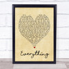 Everything Michael Buble Vintage Heart Song Lyric Music Wall Art Print