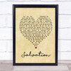 Gabrielle Aplin Salvation Vintage Heart Song Lyric Music Wall Art Print